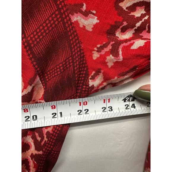 NWT Knox Rose Red Floral Boho Maxi Dress Long Sleeve Rayon Size Large Resort - Picture 7 of 11